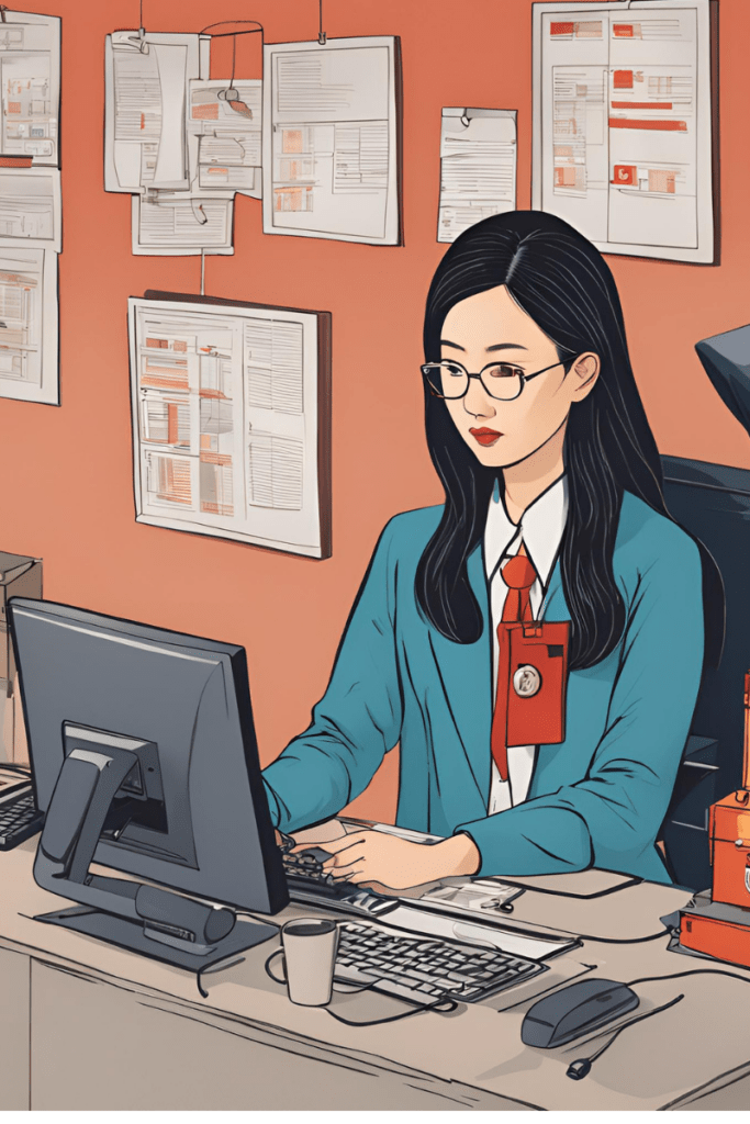 asian female conducting it security audit