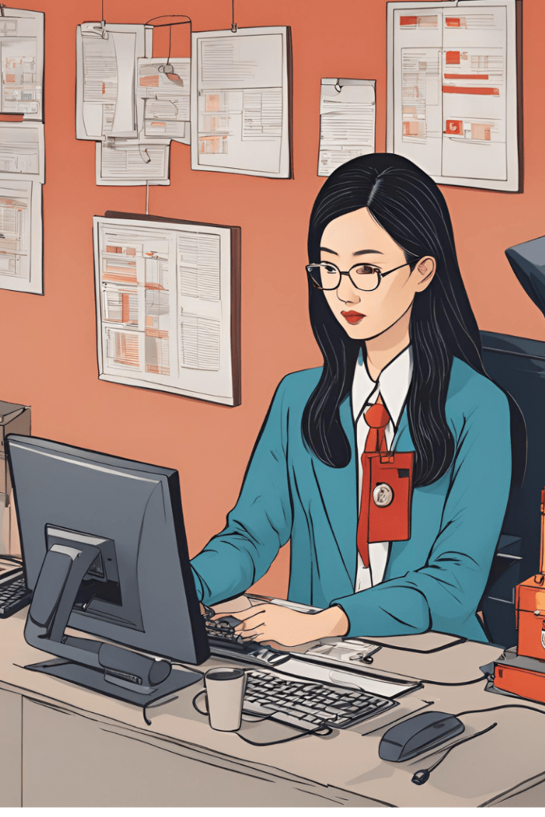 asian female conducting it security audit